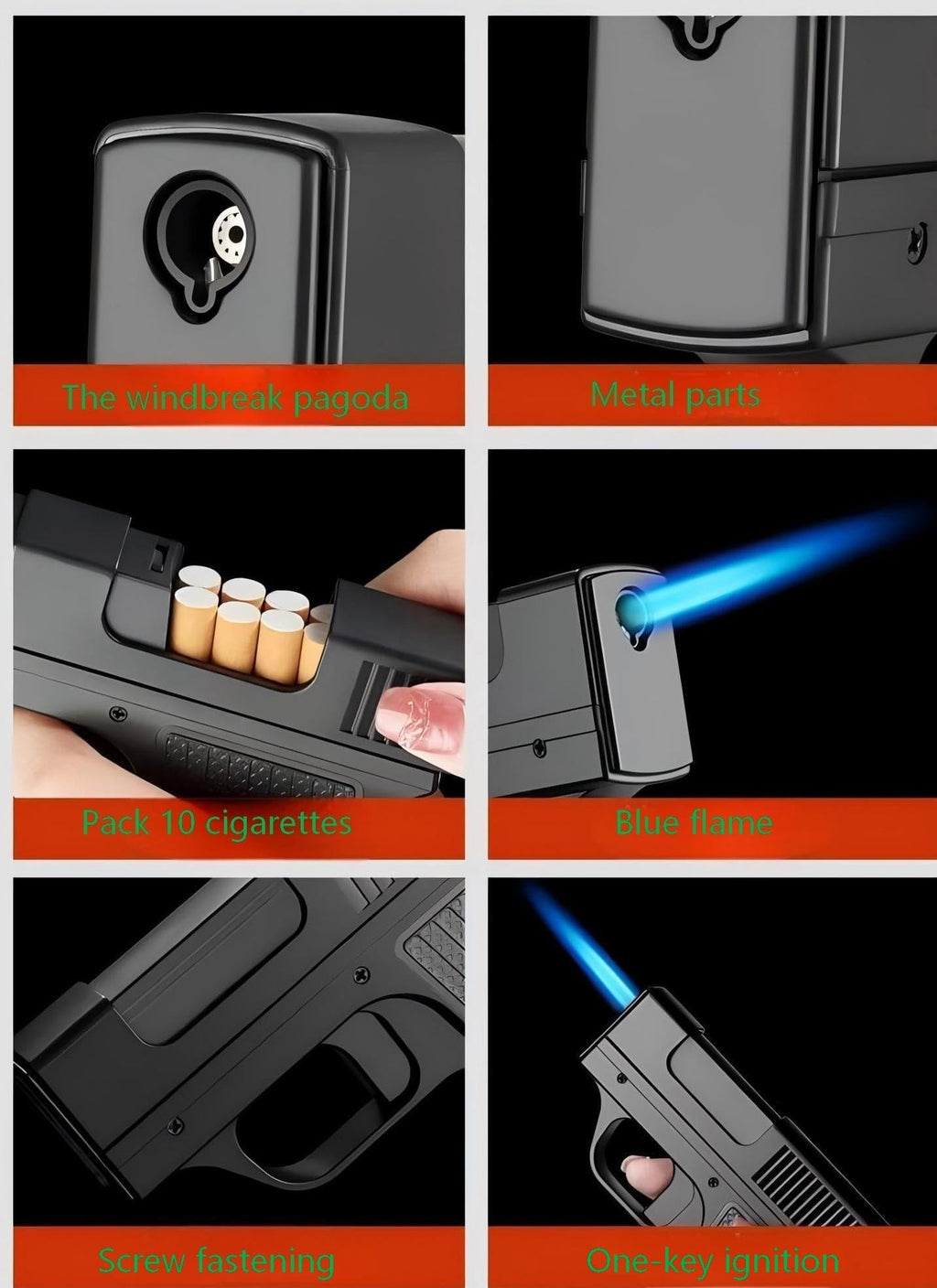 Tactical-Style Torch Lighter & Cigarette Case Combo, Windproof Blue Jet Flame, Multi-Function Tool, Ergonomic Zinc Alloy Body, Unique Birthday for Men(No Fuel)
