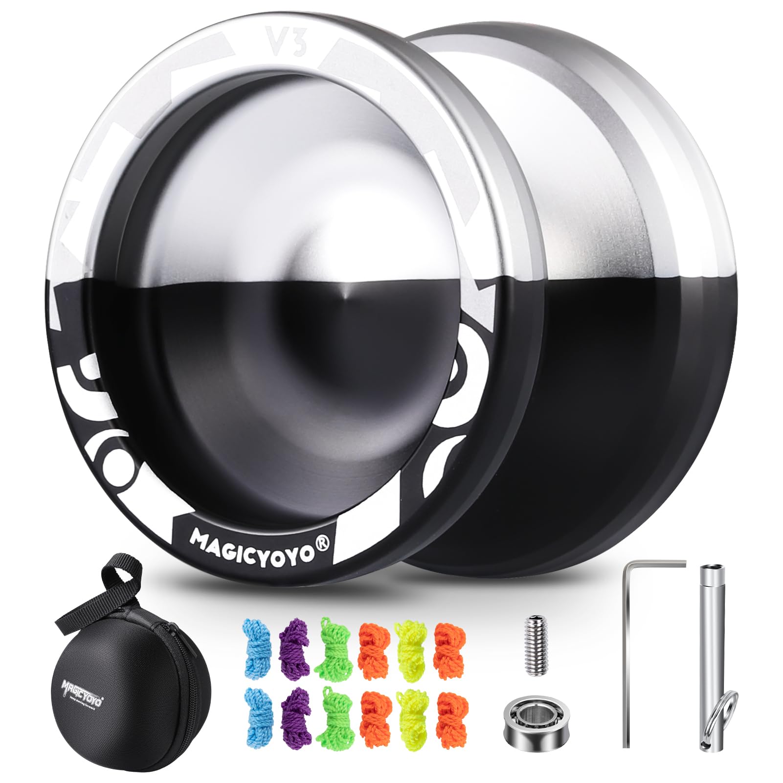 Buy now MAGICYOYO V3 Yoyo for Kids 8-12 or Above, Responsive Yoyo Professional with Dual Function, Professional Trick Yo yo for Adults with 12 Yo-yo Strings, KK Bearing, Bearing Puller, Axle,Case Bag -Black at indiglob india