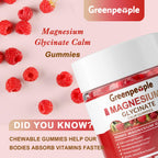 GREENPEOPLE Magnesium Glycinate Gummies 400mg, Sugar Free | Chelated High Absorption Complex with Magnesium Citrate for Calm, Sleep & Stress Support for Adults Raspberry, 120ct
