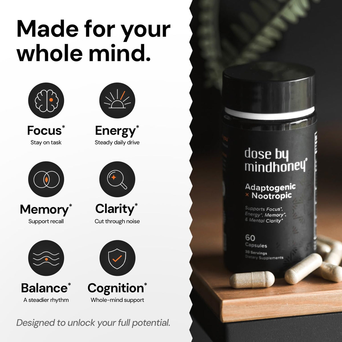MINDHONEY | DOSE Daily Nootropic Brain Supplement | Focus, Energy, & Memory