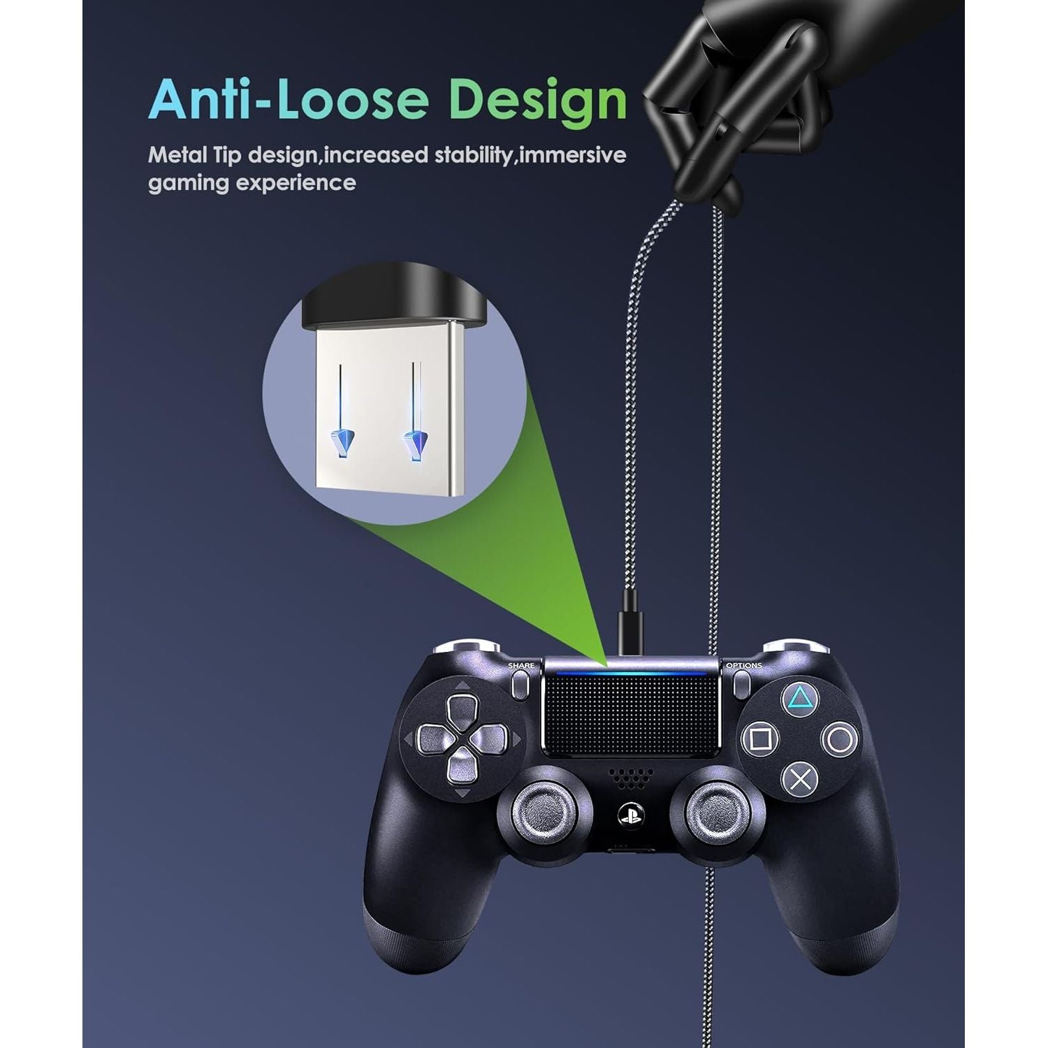 Buy now 6amLifestyle PS4 Controller Charger Charging Cable, 2 Pack 10ft Extra Long Micro USB 2.0 Cable, Nylon Braided Cord, for PS4, PS4 Slim/Pro, Xbox One S/X Controller, Android Phones, Black+Blue at indiglob india