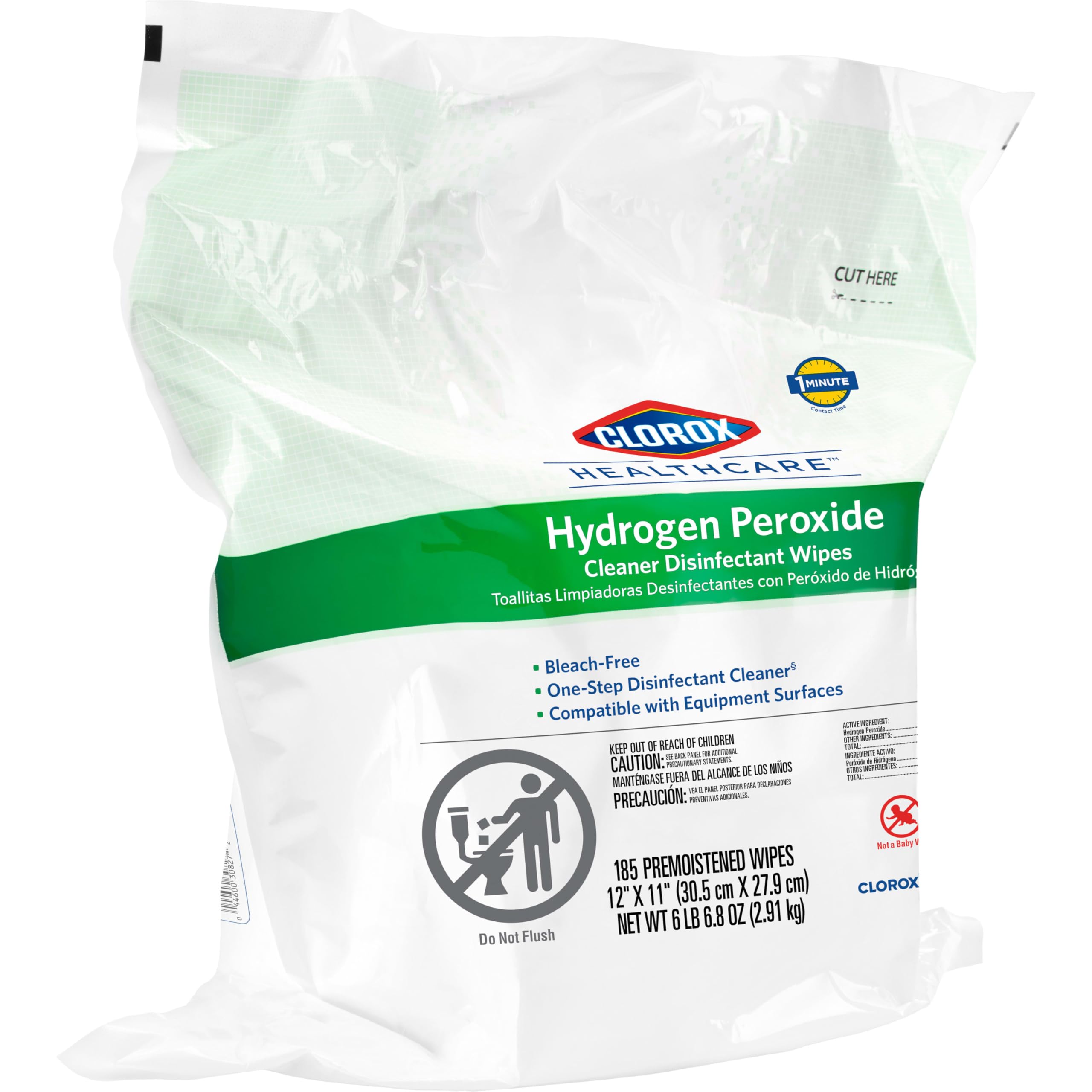 Buy now Clorox Healthcare Hydrogen Peroxide Cleaner Disinfectant Wipes, 12" x 11", Refill for Bucket, 185 Count (Package May Vary) at indiglob india