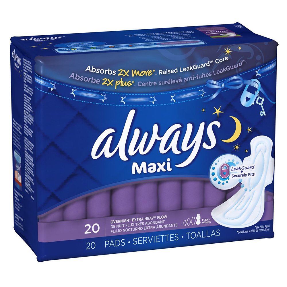 Buy now ALWAYS MAXI OVERNIGHT EXTRA UNSCENTED WINGS 20CT (PACK OF 7) at indiglob india