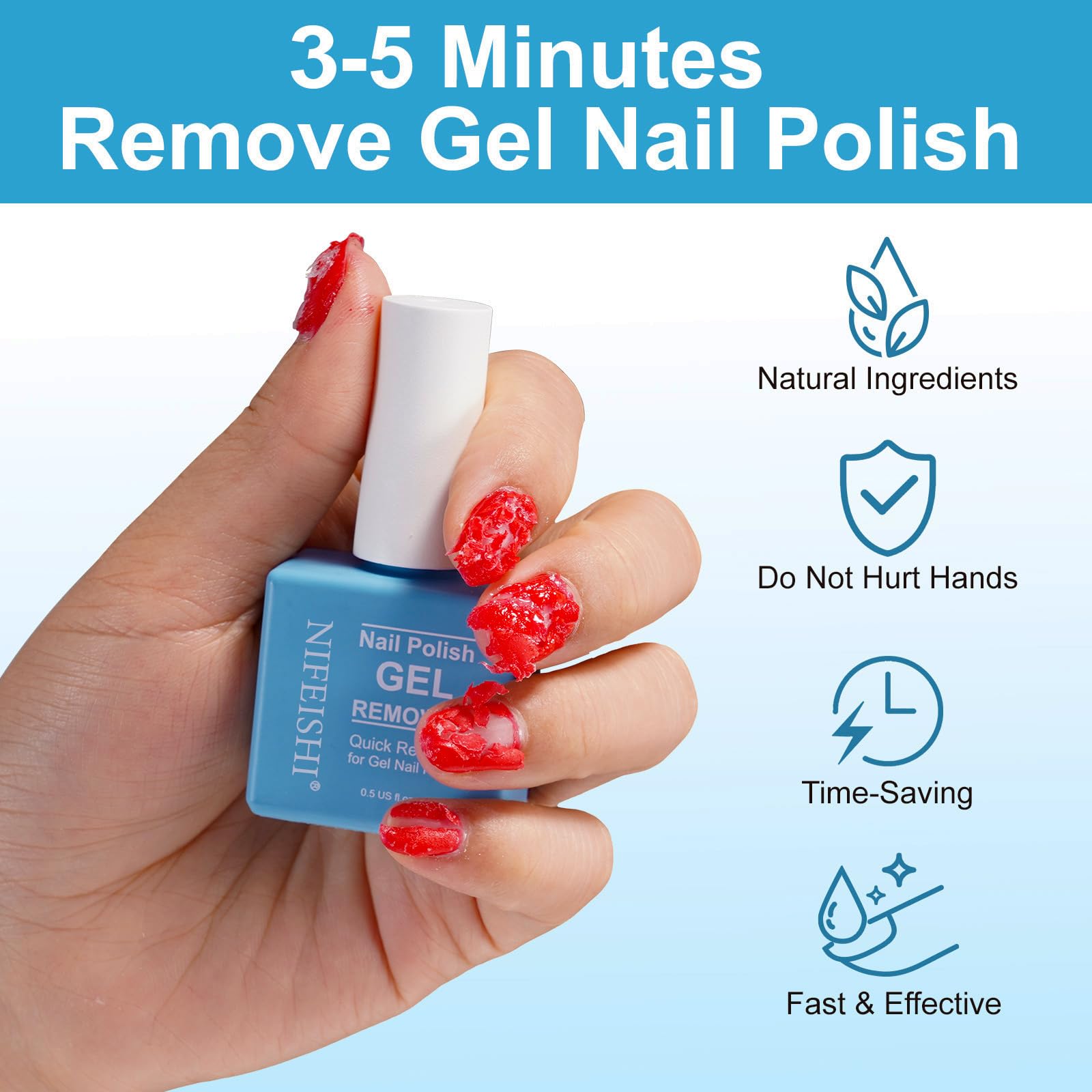 Gel Nail Polish Remover, Gel Polish Remover for Nails, No Need for Foil, Quick & Easy Polish Remover In 3-5 Minutes, No Need Soaking Or Wrapping-15ml