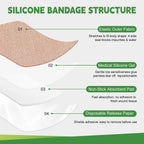 16 Pack Silicone Bandages for Sensitive Skin, 4x4 Latex Free Hypoallergenic Breathable Adhesive Bandage with Gentle Border, Large Wound Care Patches with Easy Painless Removal
