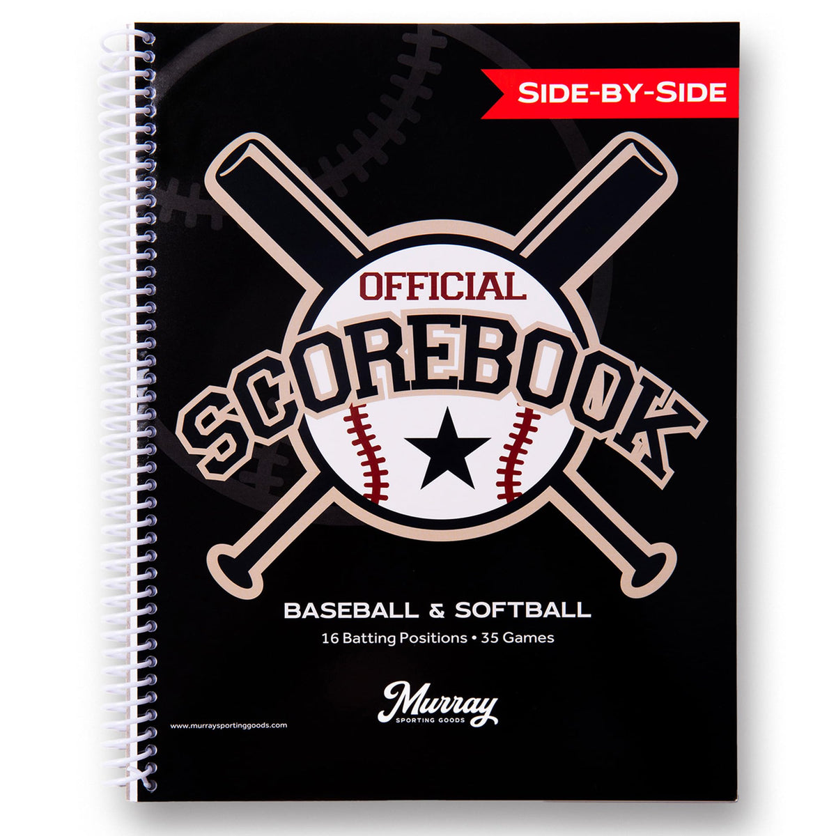 Murray Sporting Goods Baseball/Softball Scorebook - Side-By-Side Spiral Bound - 35 Games
