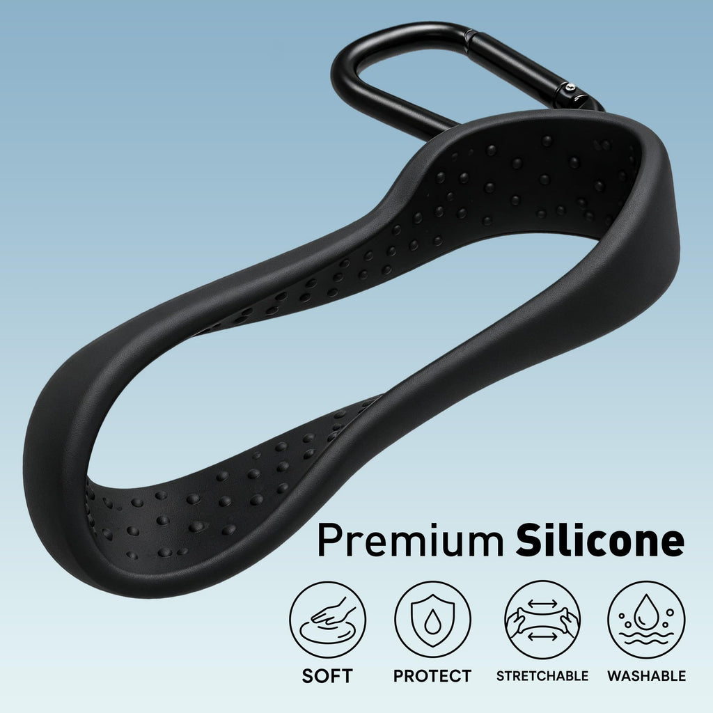 Water Bottle Carrier Hook Clip with Carabiner, 2 Pack Silicone Bottle Holder Fits 3.15-4.72 Inch Bottle Necks, Portable Hanging Hook for Outdoor Hiking Camping Travel