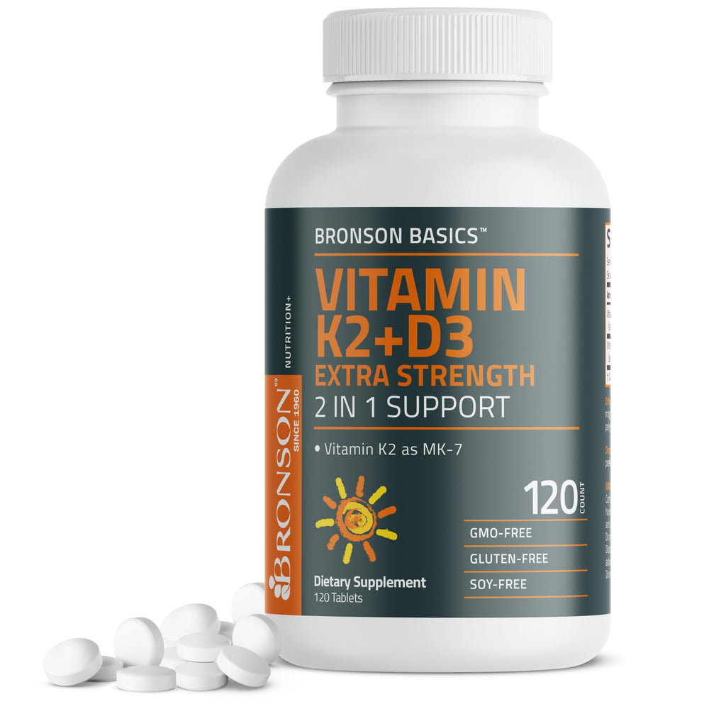Bronson Vitamin K2 MK-7 + D3 10,000 IU Extra Strength, 360 Tablets | 120 mcg Vitamin K2 as MK-7 per Tablet, Bone Health Support, Non-GMO, Gluten-Free & Soy-Free