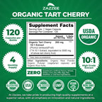 Zazzee USDA Organic Tart Cherry 10:1 Extract, 120 Capsules, 4 Month Supply | Vegan, Montmorency Cherry, Daily Wellness Antioxidant Support, Organic Herbal Supplement, All-Natural, Non-GMO, Made in USA