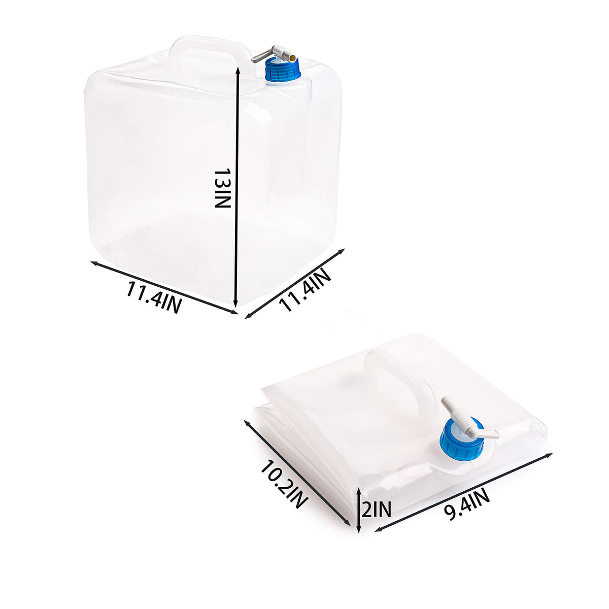 Cedilis 2 Pack 5.3 Gallon Collapsible Water Container with Spigot, Food Safe Water Storage Jug, BPA-Free Camping Water Storage Jug Canteen for Outdoor Hiking and Emergency, Portable, Foldable