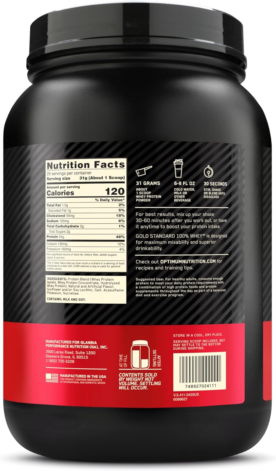 Buy now Optimum Nutrition Gold Standard 100% Whey Protein Powder, French Vanilla Creme, 2 Pound (Packaging May Vary) at indiglob india