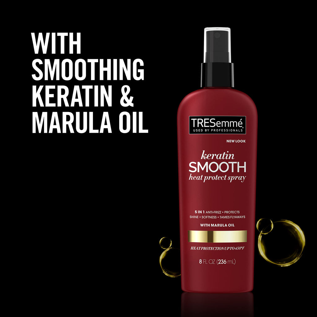 TRESemmé Expert Selection Heat Protection Spray, Keratin Smooth 8 oz | For heat styling, Helps protect against heat damage, With keratin + marula oil, For blow drying, Smooth frizz