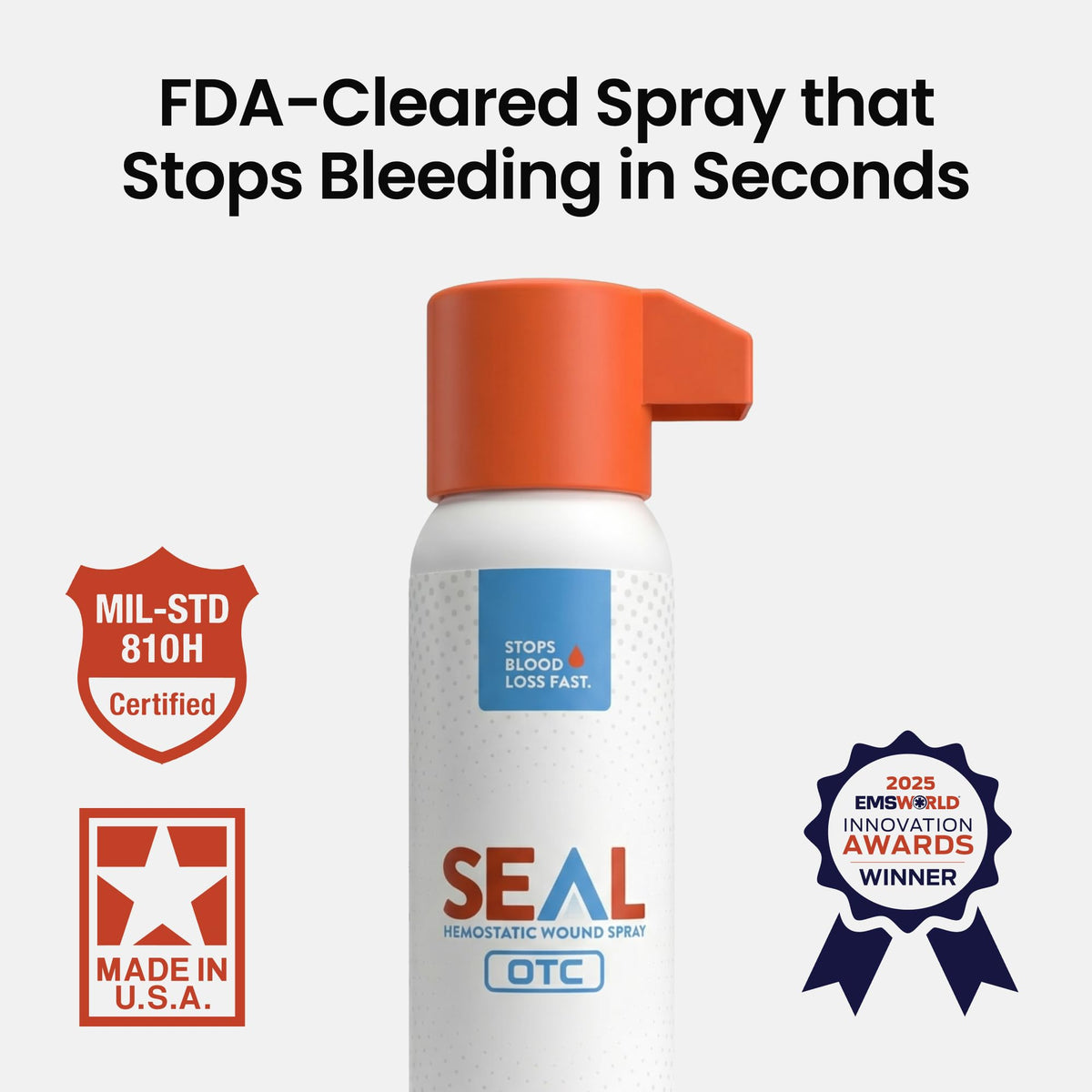 Seal 1.5oz Single Use Hemostatic Wound Spray | Rapid Bleeding Control for Home First Aid Emergency Preparedness