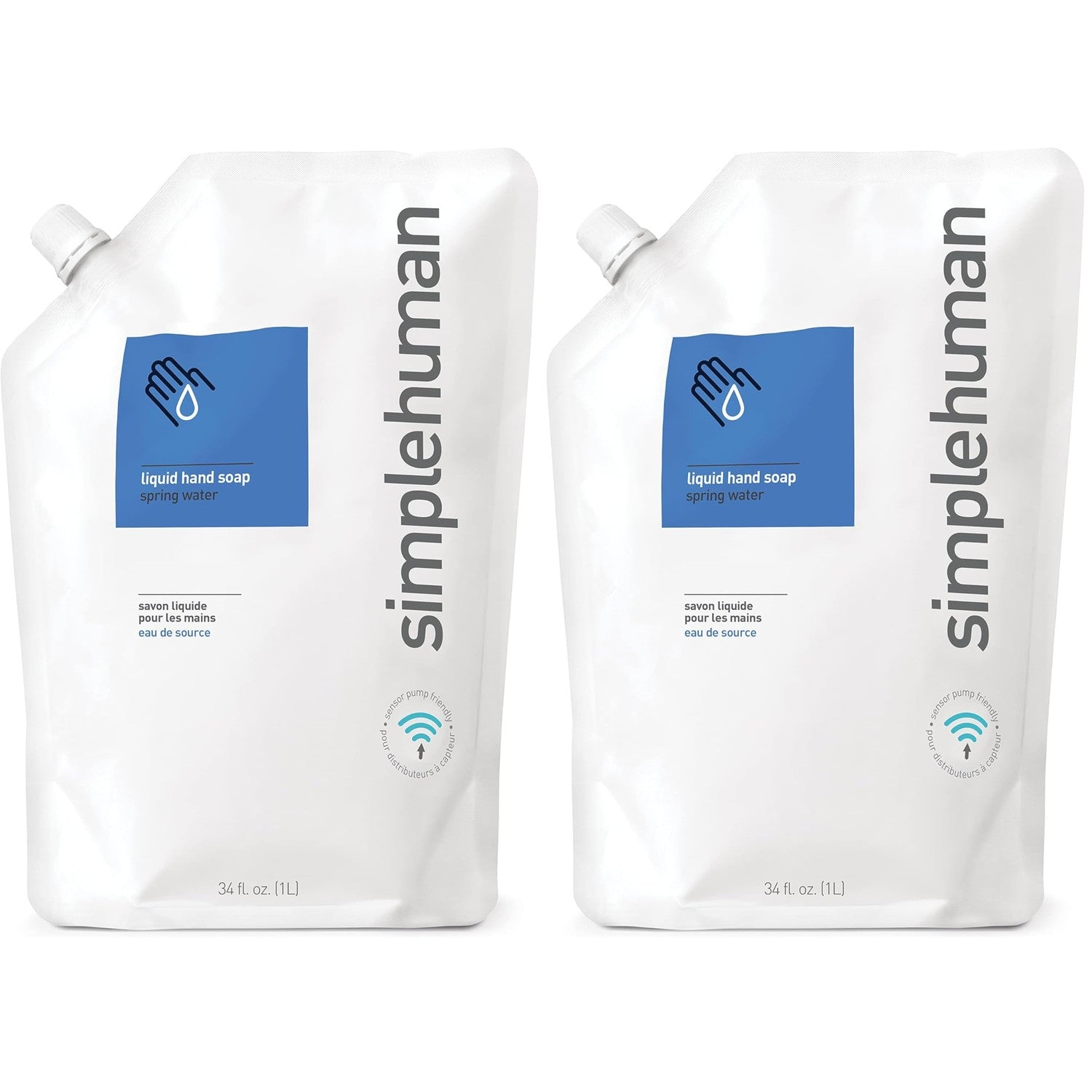 Buy now simplehuman Fragrance Free Moisturizing Liquid Hand Soap Refill Pouch, 34 Fl. Oz, Pack of 6 at indiglob india