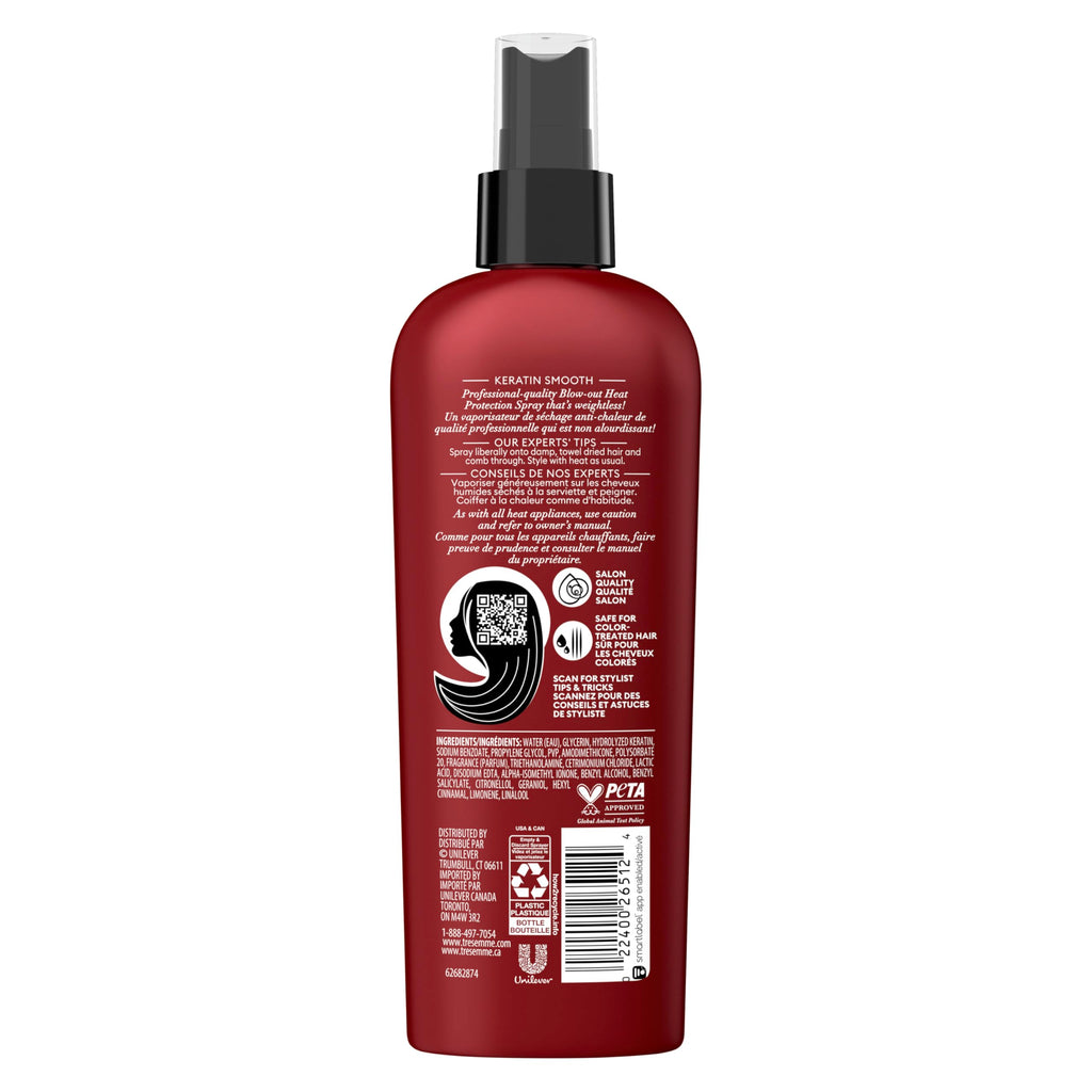TRESemmé Expert Selection Heat Protection Spray, Keratin Smooth 8 oz | For heat styling, Helps protect against heat damage, With keratin + marula oil, For blow drying, Smooth frizz