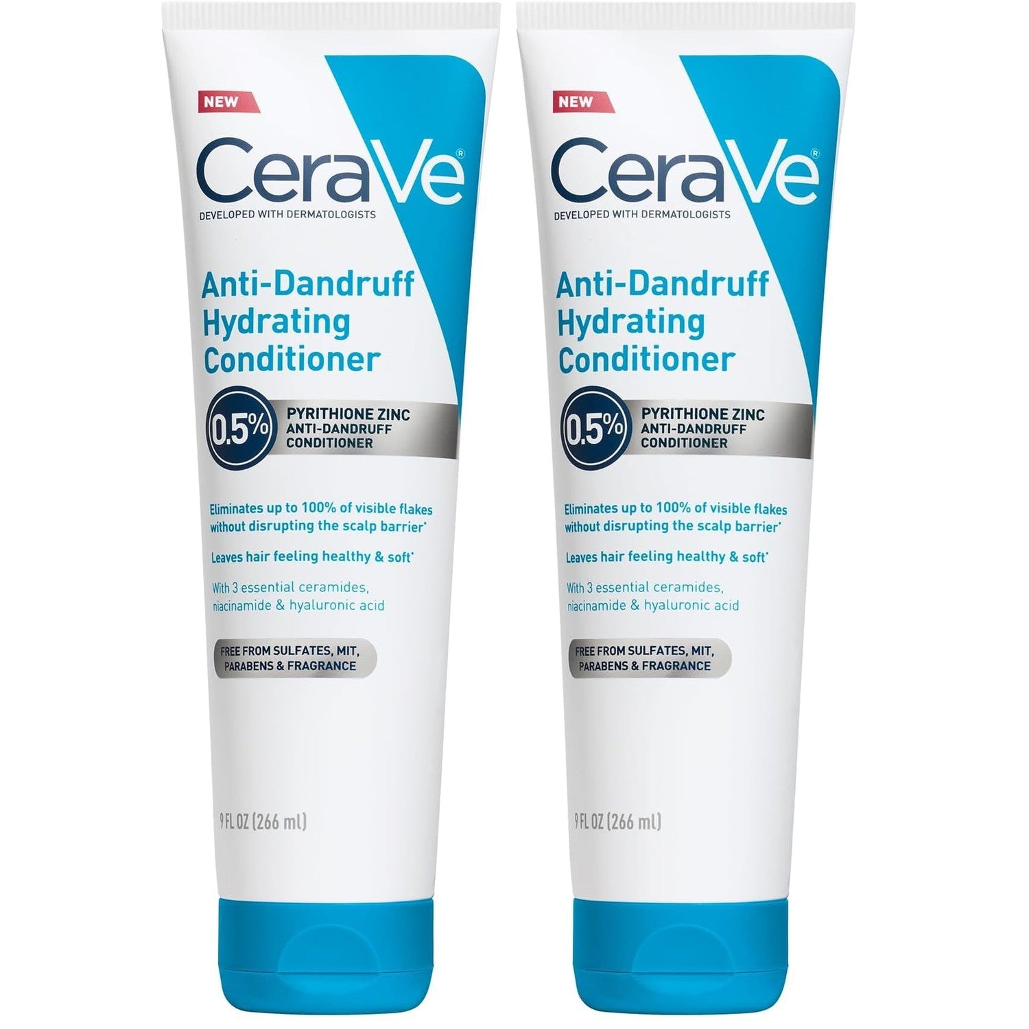 CeraVe Hydrating Anti Dandruff Conditioner with Hyaluronic Acid, 9oz | 0.5% Pyrithione Zinc Dandruff Treatment with Niacinamide That Helps Eliminate Flakes and Reduce Itchy Scalp, Sulfate-Free