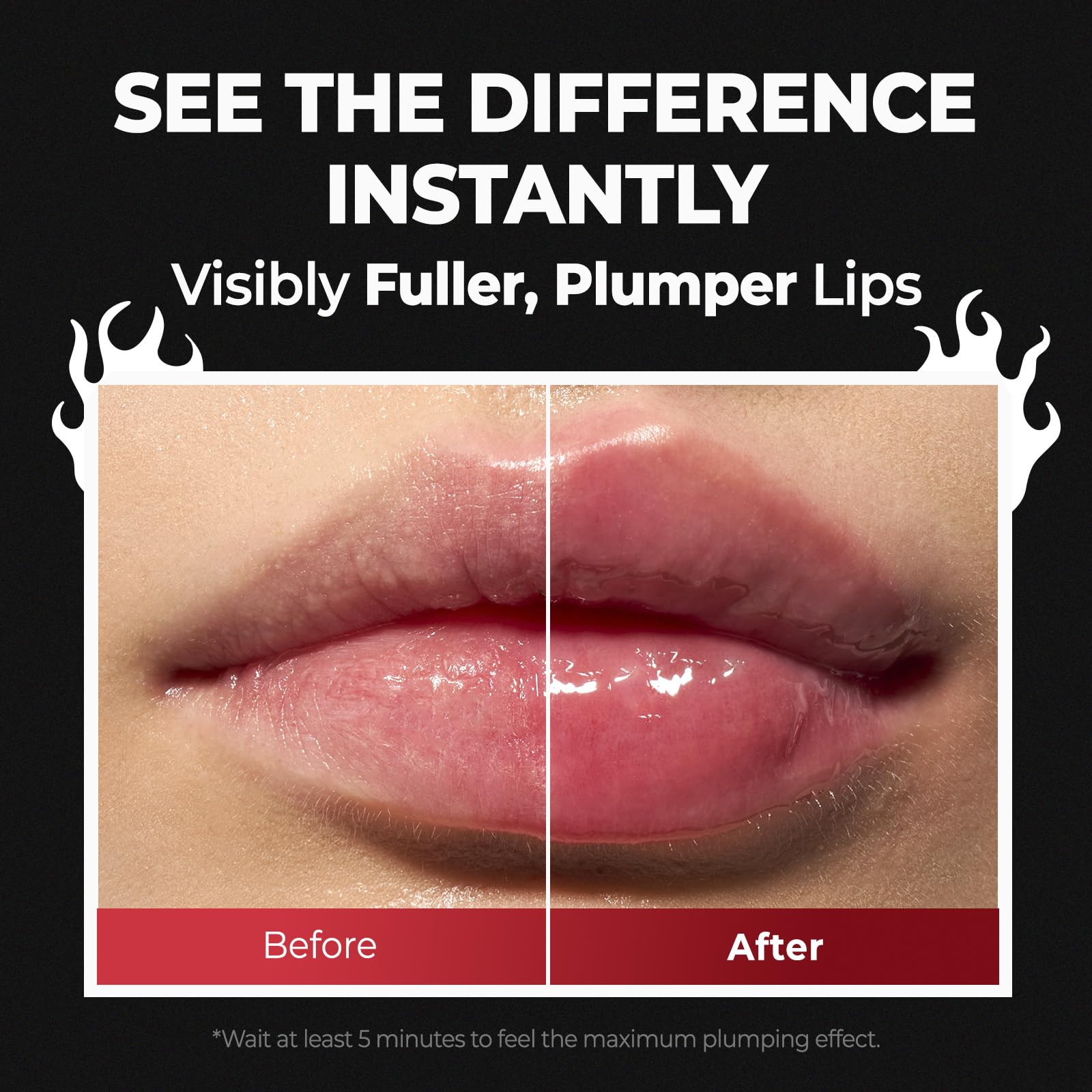 Laka Spicy Lip Plumper - Maximum Extra Strength (For Experienced Users) | Clear Glass-like High-Shine Lip Gloss | Lip Volumizer Serum, Non-Sticky | K-Beauty, 0.14oz