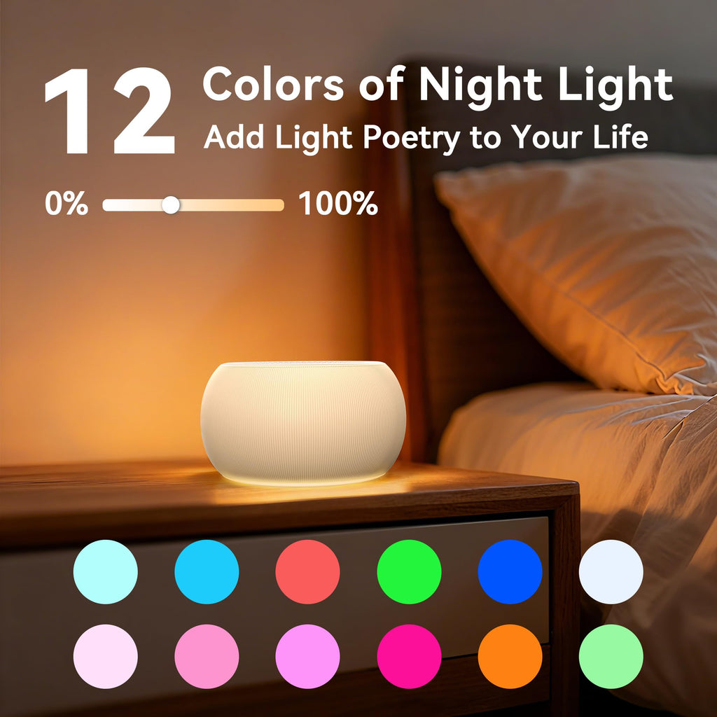 Easysleep White Noise Sound Machine Portable Sleep Machine for Baby Adult with 30 Soothing Sounds 12 Night Light Colors 4 Timer Memory Function Rechargeable Noise Machines for Sleeping, Office