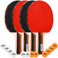 Ping Pong Paddles Set of 4 with Table Tennis Balls and Portable Case