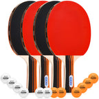 Ping Pong Paddles Set of 4 with Table Tennis Balls and Portable Case