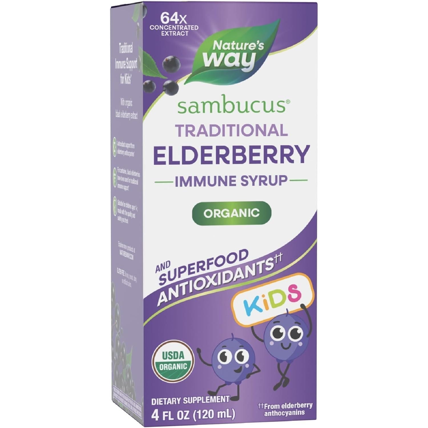 Buy now Nature's Way Sambucus Elderberry Traditional Immune Syrup for Ages 1+, Traditional Immune Support*, Antioxidant Support*, Black Elderberry Extract, USDA Certified Organic, 4 Fl Oz Default at indiglob india