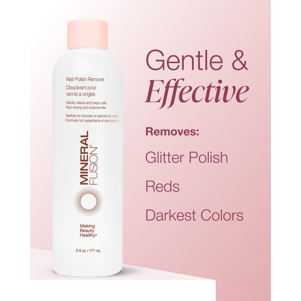 Mineral Fusion Nail Polish Remover, 6 fl oz (Pack of 2) | Acetone-Free Nail Care, Non Drying Liquid Formula