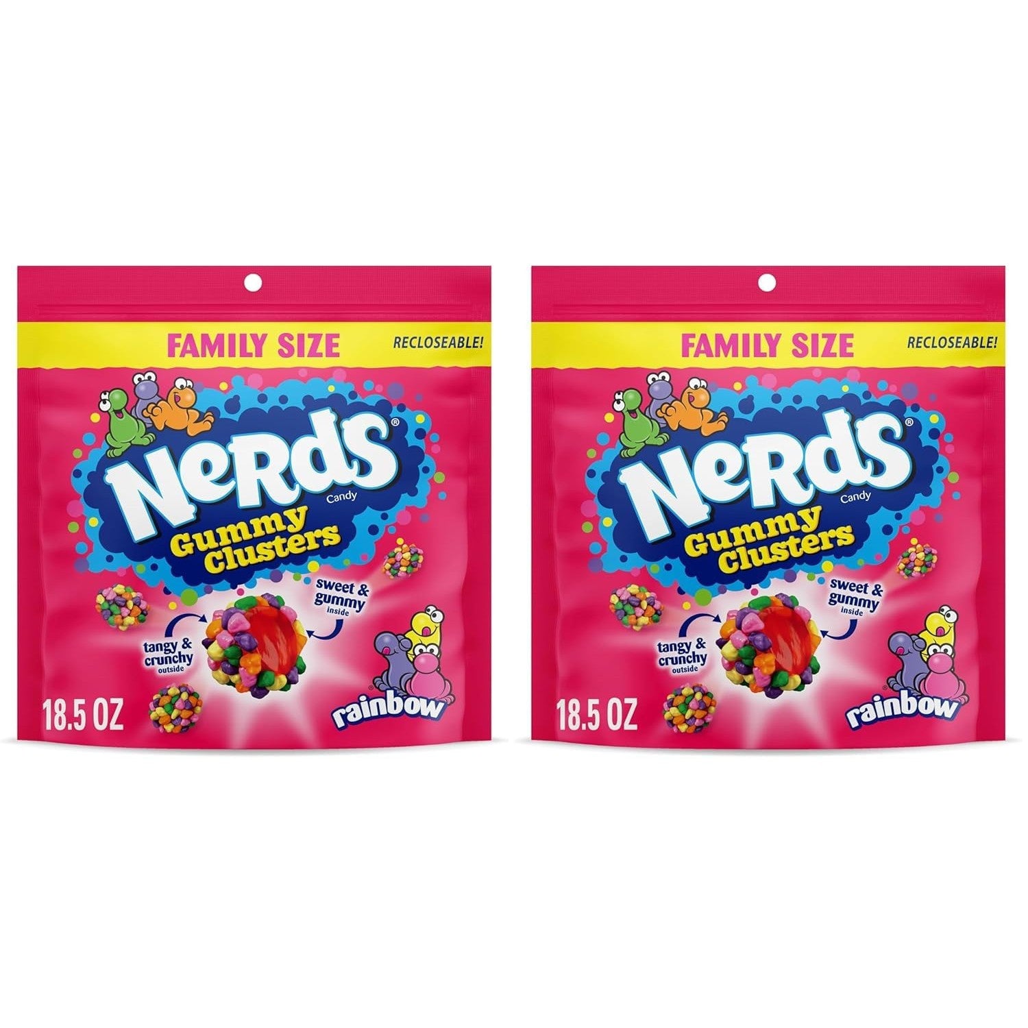 Buy now NERDS Gummy Clusters Candy, Rainbow, Crunchy and Gummy, 8 oz Rainbow 18.5 oz (Pack of 2) at indiglob india