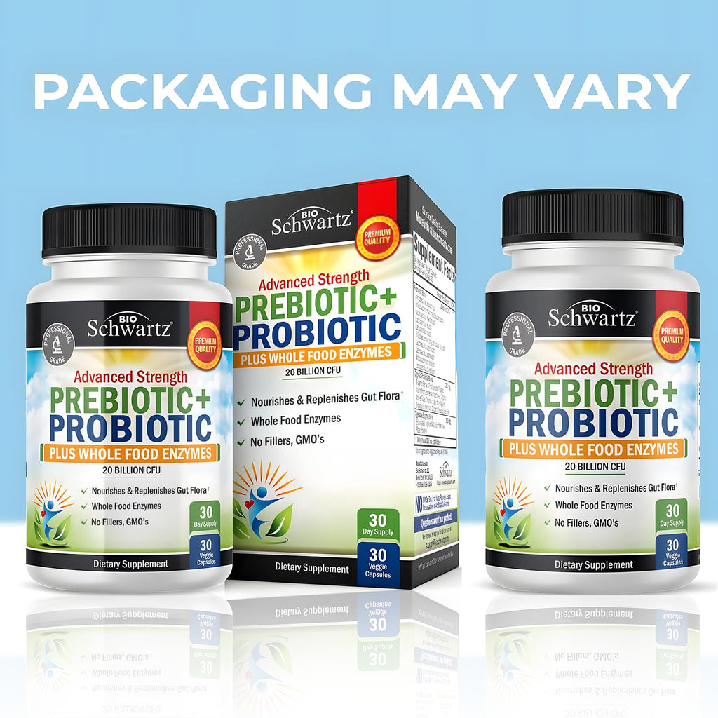 Advanced Prebiotics & Probiotics for Women & Men, 30 Capsules | Digestive Enzymes, L. Reuteri, Inulin Fiber for Immune, Digestive and Gut Health Support - Non-GMO, Gluten-Free, Dairy-Free