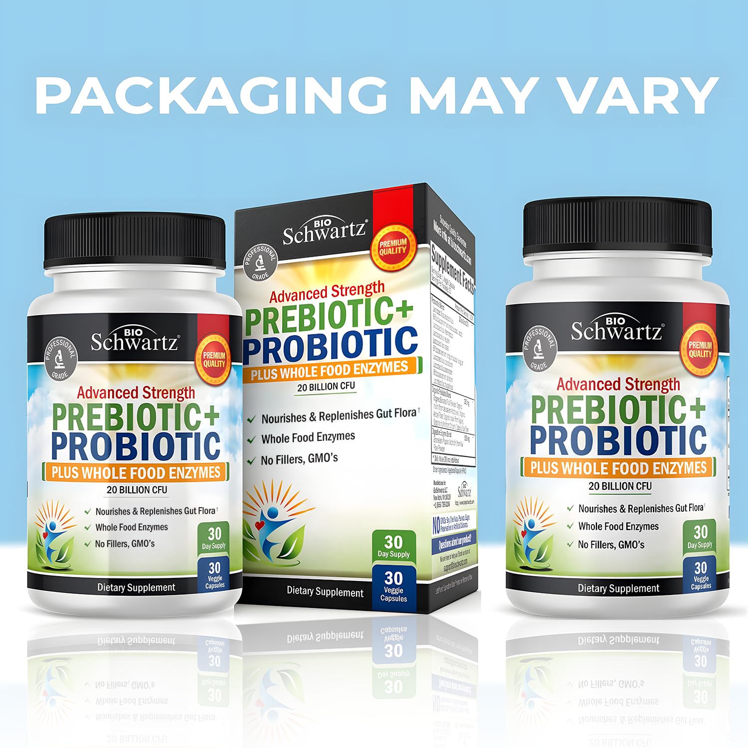 Advanced Prebiotics & Probiotics for Women & Men, 30 Capsules | Digestive Enzymes, L. Reuteri, Inulin Fiber for Immune, Digestive and Gut Health Support - Non-GMO, Gluten-Free, Dairy-Free