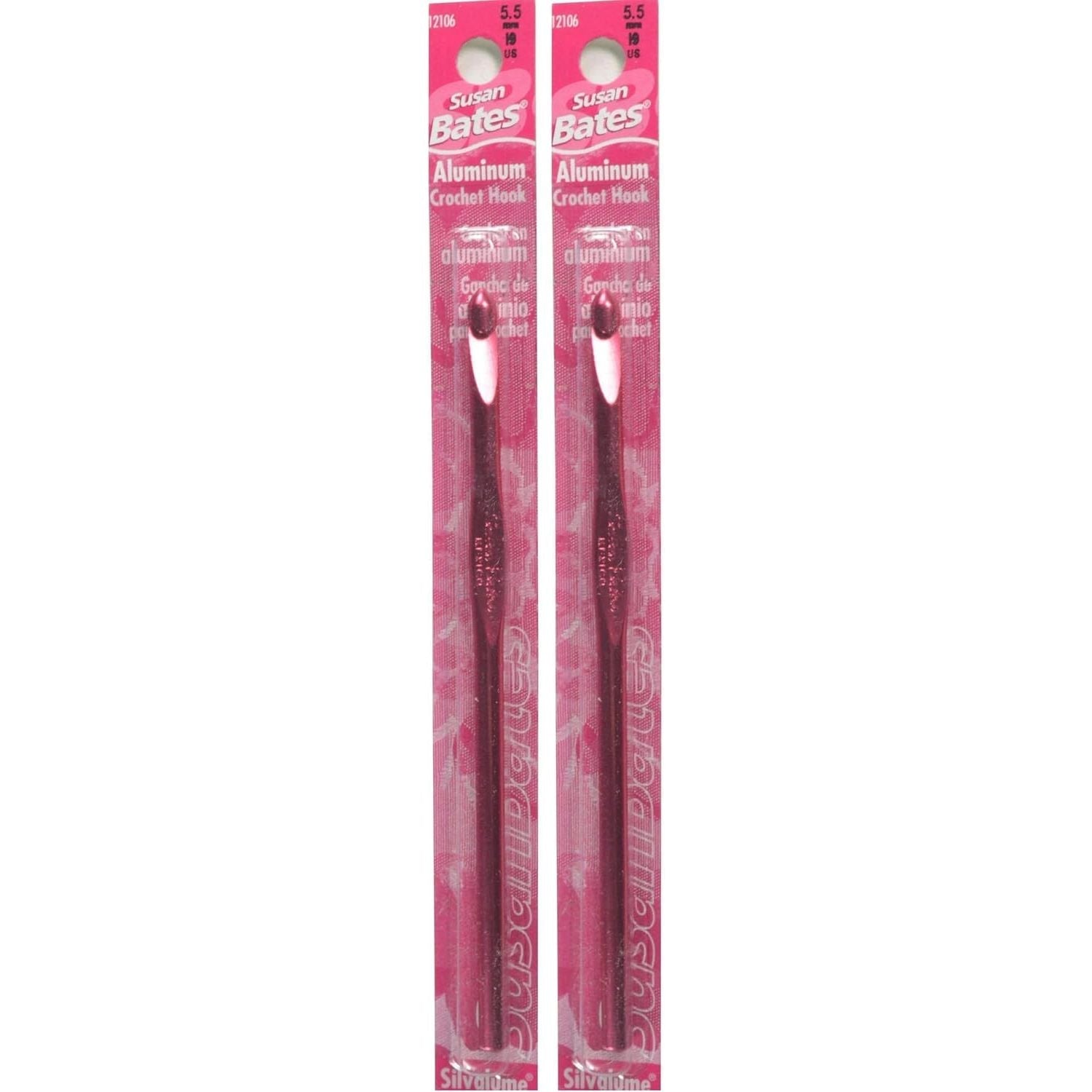 Buy now Susan Bates 5-1/2-Inch Silvalume Aluminum Crochet Hook, 5.5mm, Red Size I (5.5mm) (Pack of 2) at indiglob india