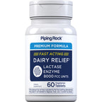 Piping Rock Fast Acting Lactase Enzyme | 8000 FCC | 60 Tablets | Dairy Relief Supplement | For Men and Women | Premium Formula | Vegetarian, Non-GMO, Gluten Free