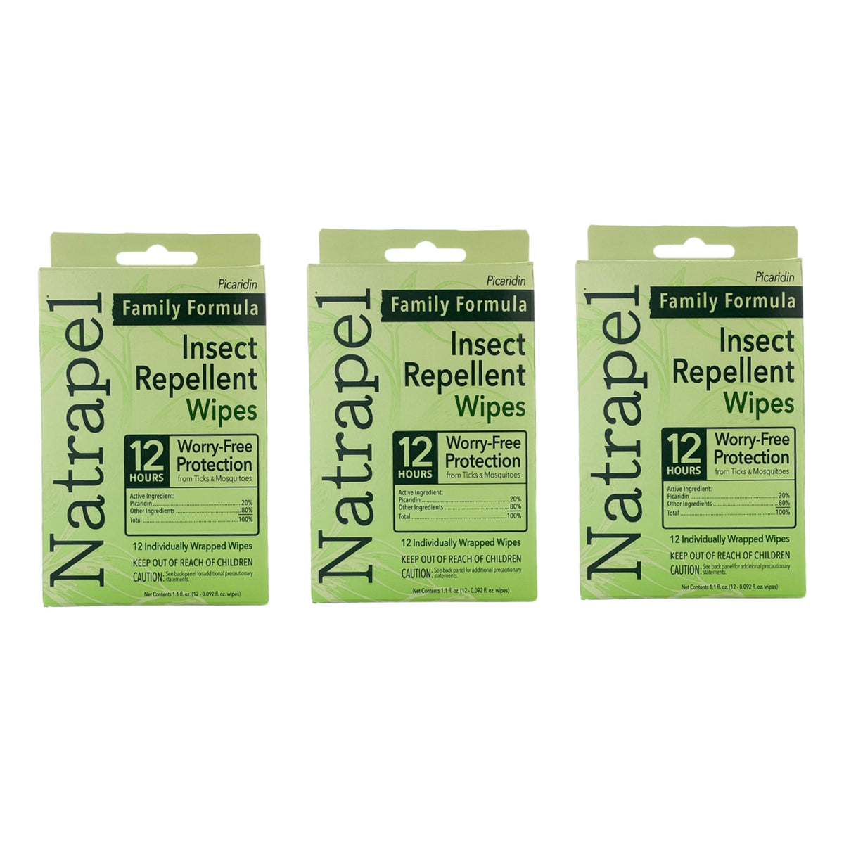 Natrapel Tick & Insect Repellent Wipes, 12-Hour Protection, Picaridin, 3Pk