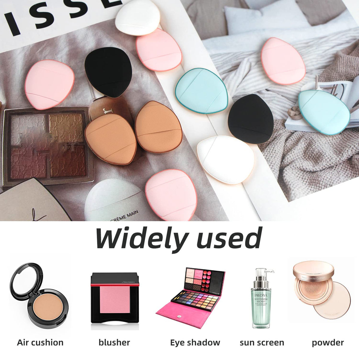 Finger Puff, 12 Pcs Mini Makeup Puff,Suitable For Foundation, Concealer, Eye Shadow,Beauty Makeup Tools (5 Color 1 Set)