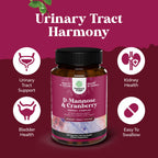 D Mannose with Cranberry Supplement - D Mannose 1000mg per Serving Capsules for Kidney Defense Support & Cleanse and Urinary Tract Health for Women & Men - Adults Bladder Health Supplement - 240 Count