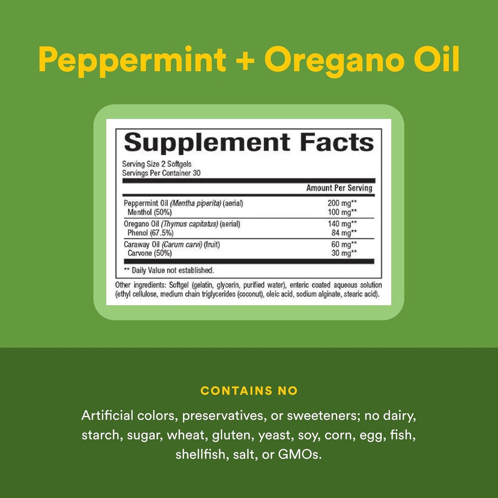 Buy now Natural Factors, Peppermint & Oregano Oil Complex, Digestive Aid for Gastrointestinal Health, 60 softgels at indiglob india
