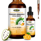 Herbs 8-in-1 Soursop Graviola Bitters Liquid Drops, 1 fl oz | Soursop Leaf Extract Drops, Sea Moss, Ashwagandha & Turmeric, Immune, Liver, Antioxidant & Sleep Support, Alcohol-Free