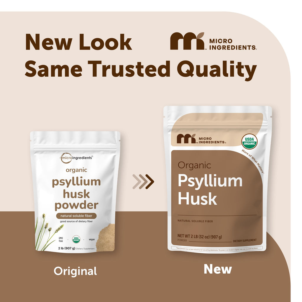 Micro Ingredients Organic Psyllium Husk Powder, 2lbs (32oz) | Daily Soluble Fiber Supplement | India Origin | Non-GMO, Keto Friendly, Vegan
