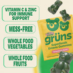 Gruns Kids Multivitamin Kids Greens Gummies, 28 ct | Daily Supplement with Vitamins, Minerals, Adaptogens, and Prebiotic Fiber