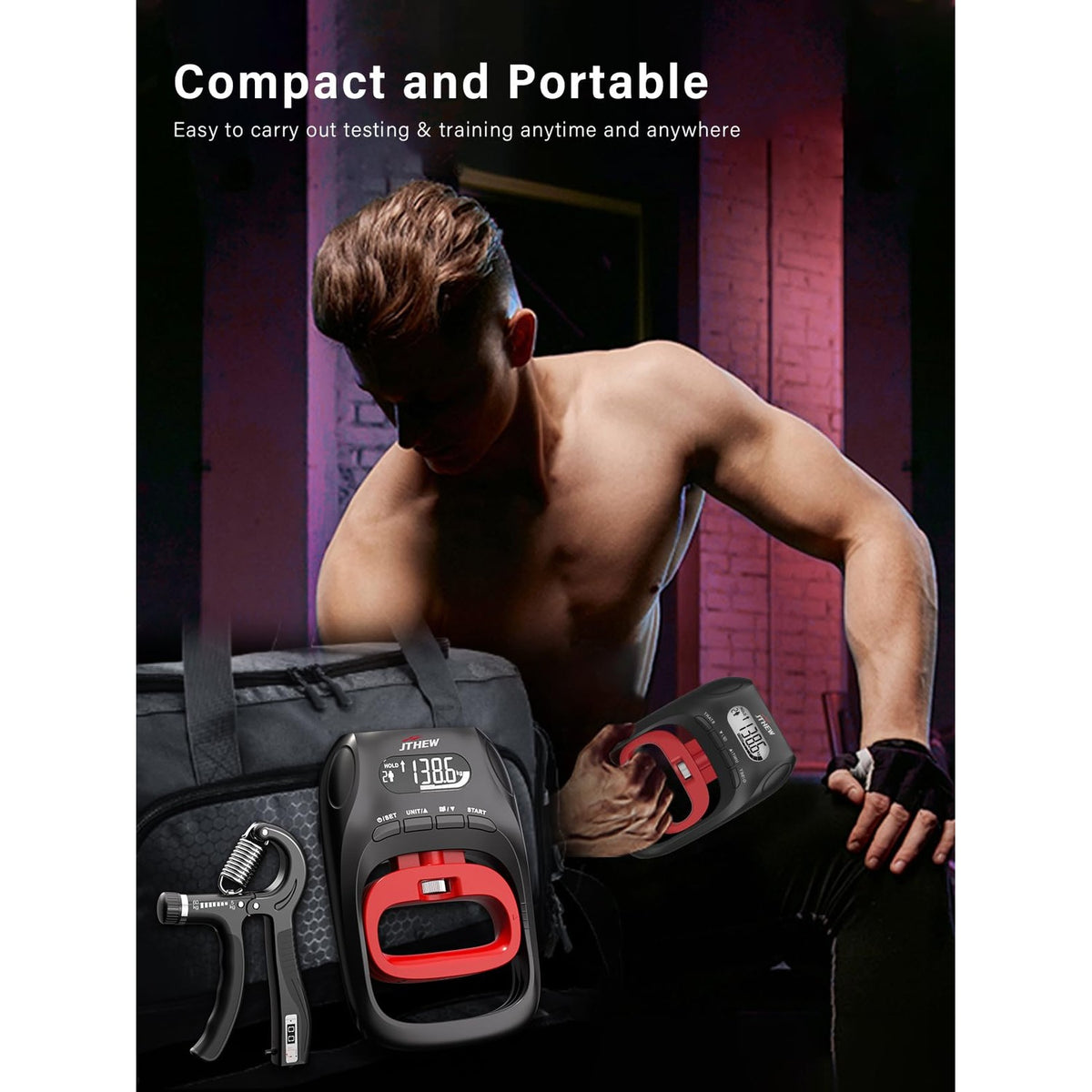 Grip Strength Tester Trainer - Electronic Hand Dynamometer of 400lbs/180kg & Grip strengthener with Adjustable Resistance for Sport