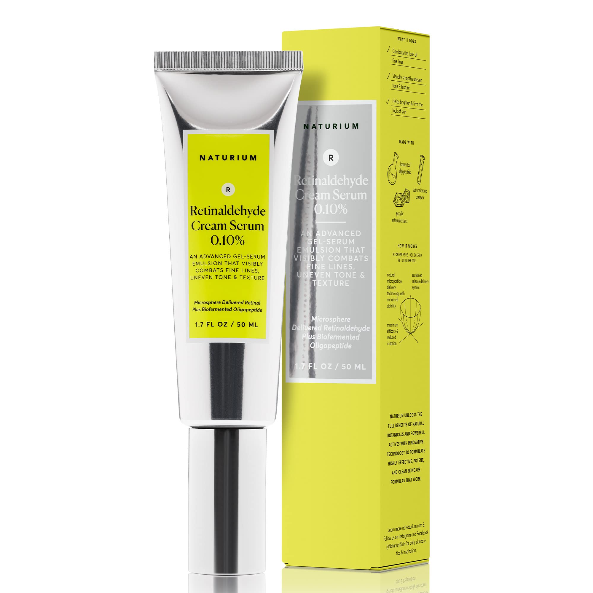 Naturium Retinaldehyde Cream Serum 0.15%, Advanced Anti-Aging & Smoothing Potent Face & Skin Care, 1.7 oz