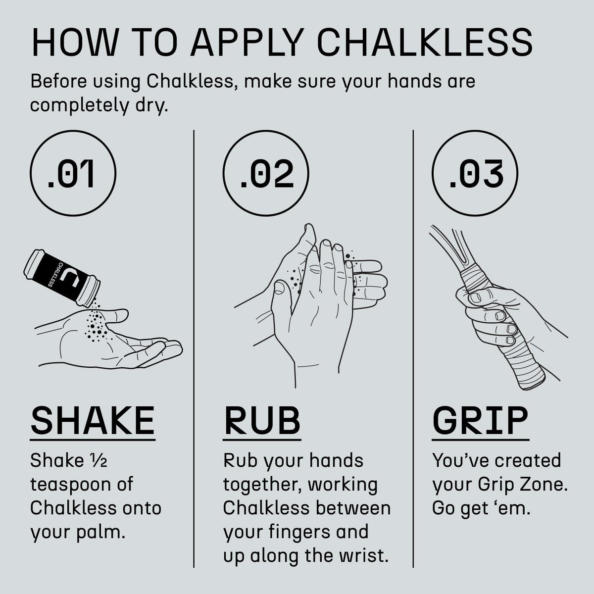 Chalkless Black Grip Enhancer for Pickleball, Tennis, Golf, Shooting Sports
