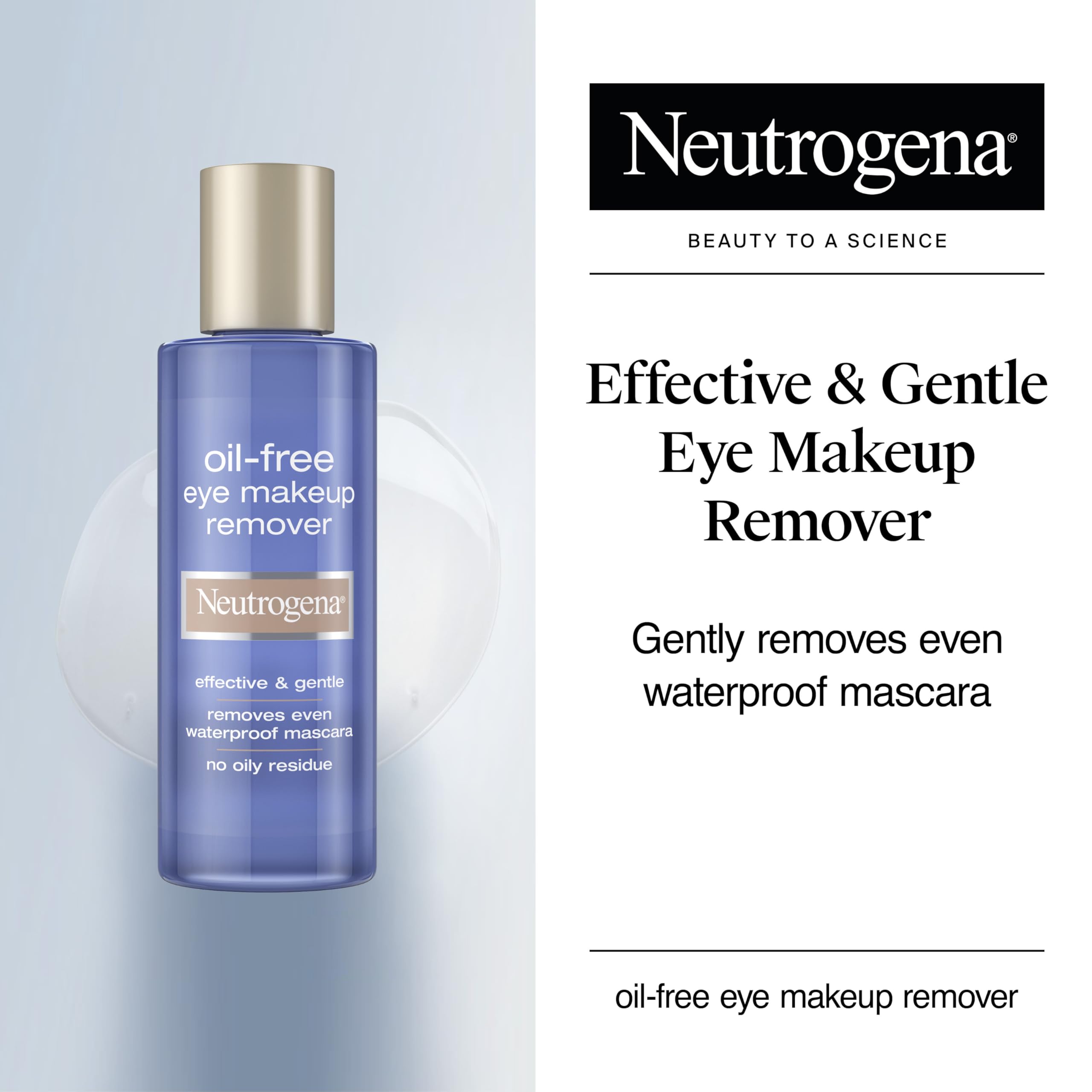 Neutrogena Gentle Oil-Free Eye Makeup Remover & Cleanser, 3.8 fl oz | Sensitive Eyes, Waterproof Mascara, Dermatologist & Ophthalmologist Tested