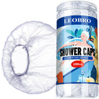 LEOBRO 100PCS Disposable Shower Caps, Shower Caps for Women Disposable, Clear Plastic Shower Cap, Plastic Hair Caps for Hair Treatment, Regular Size 17.3 INCH