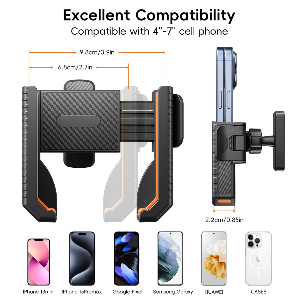 Magnetic Golf Cart Phone Holder, Powerful N52 Magnet Base, Fits EZGO, Club Car, Yamaha, Icon, Golf Cart Accessories Compatible with iPhone, Samsung, Xiaomi and All 4.5-7" Smartphones