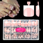 Toe Nail Press Ons, French Square Toe Tips, Press On Nails for Women | 150pcs Pre-Designed Soft Gel Thick False Toenail Extension, Berry Pink Full Cover Acrylic for DIY 15 Sizes