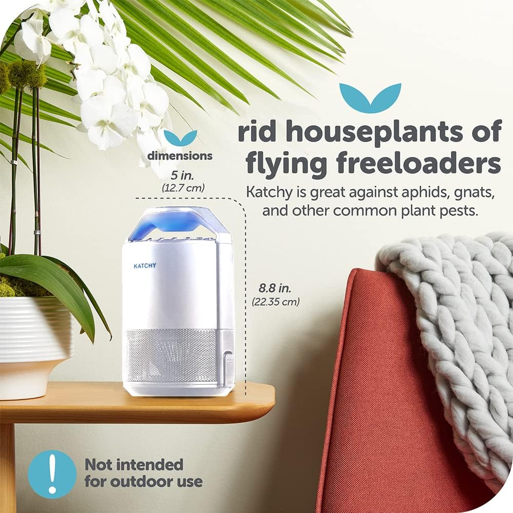 Buy now Katchy Indoor Insect Trap - Catcher & Killer for Mosquitos, Gnats, Moths, Fruit Flies - Non-Zapper Traps for Inside Your Home - Catch Insects Indoors with Suction, Bug Light & Sticky Glue (White) at indiglob india
