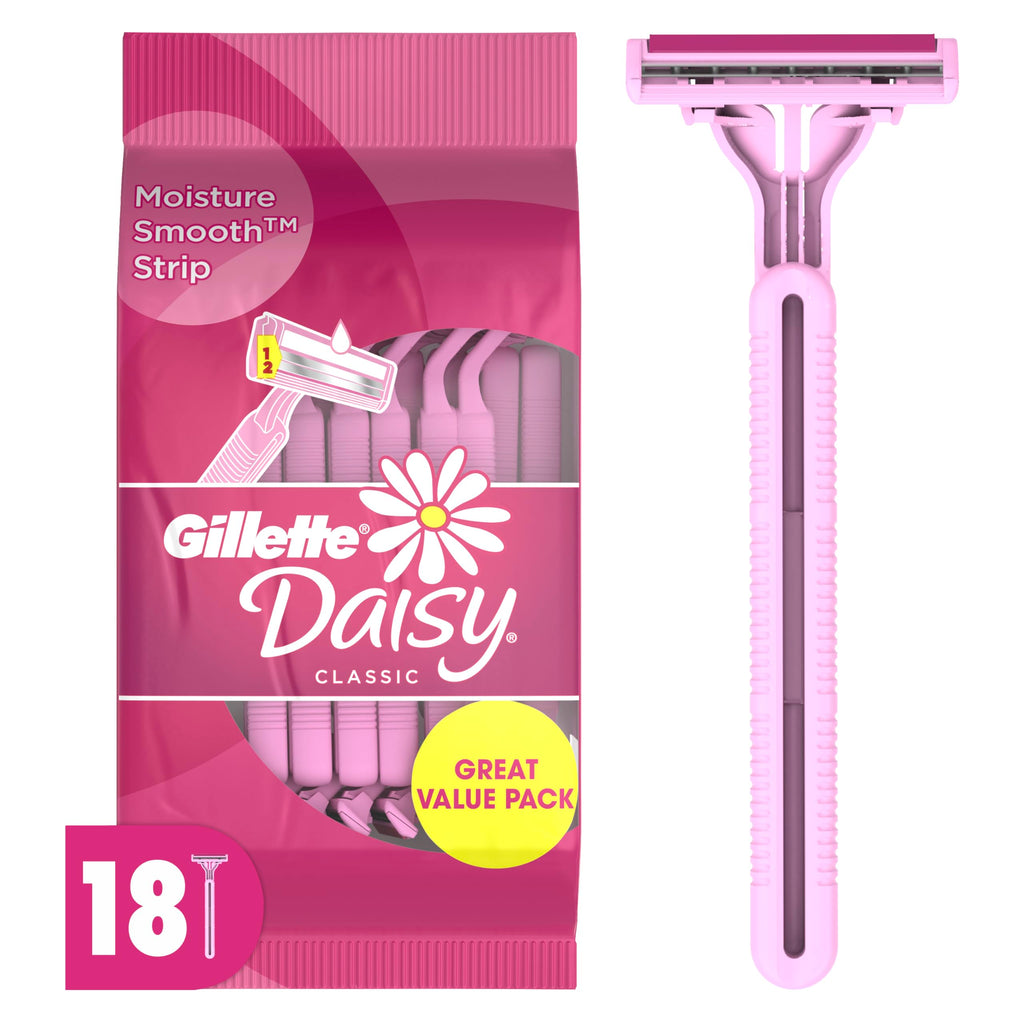 Gillette Venus Daisy Classic Disposable Razors for Women, 18 Count, Hair Removal for Women