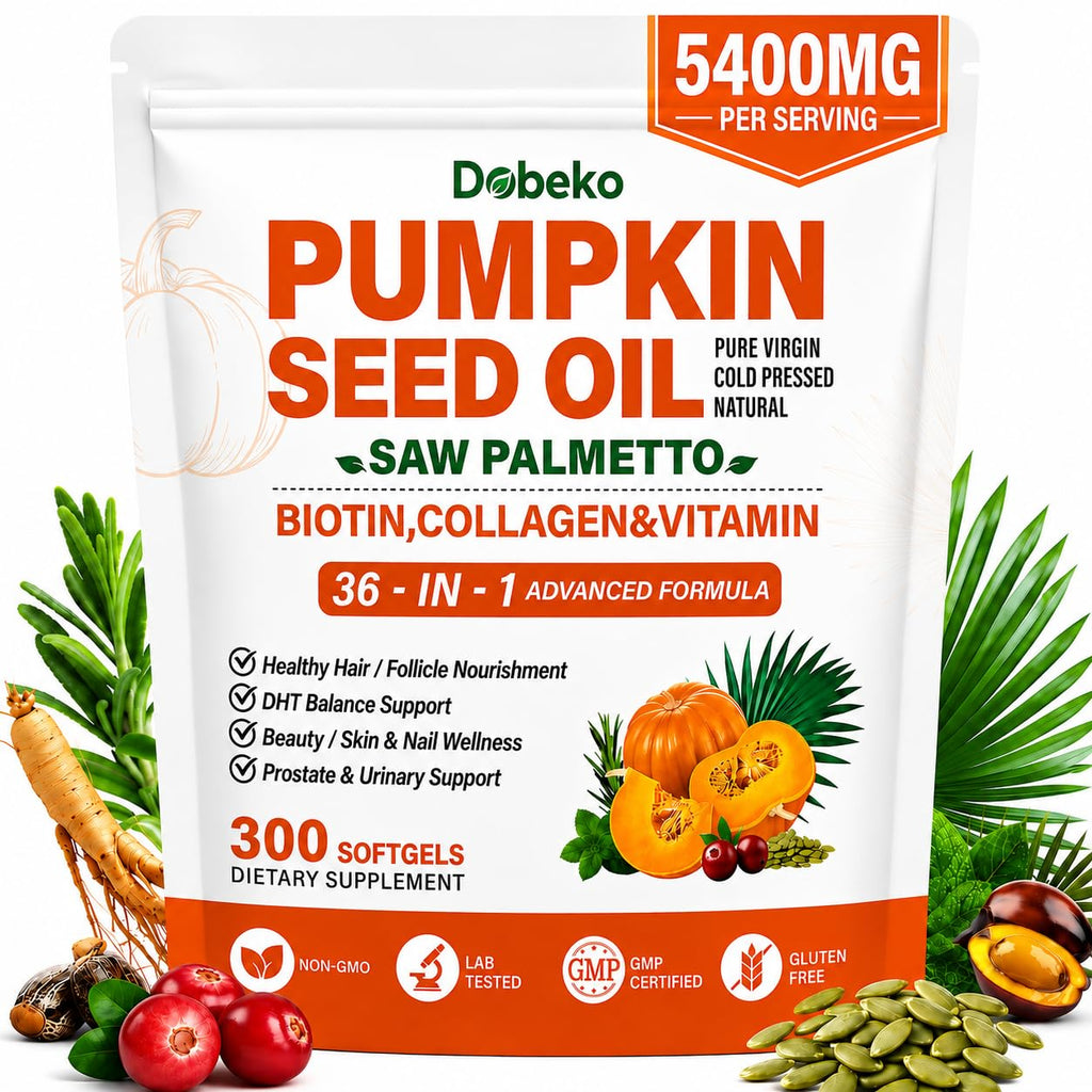 Cold Pressed Pumpkin Seed Oil with Saw Palmetto Capsules for Hair Support