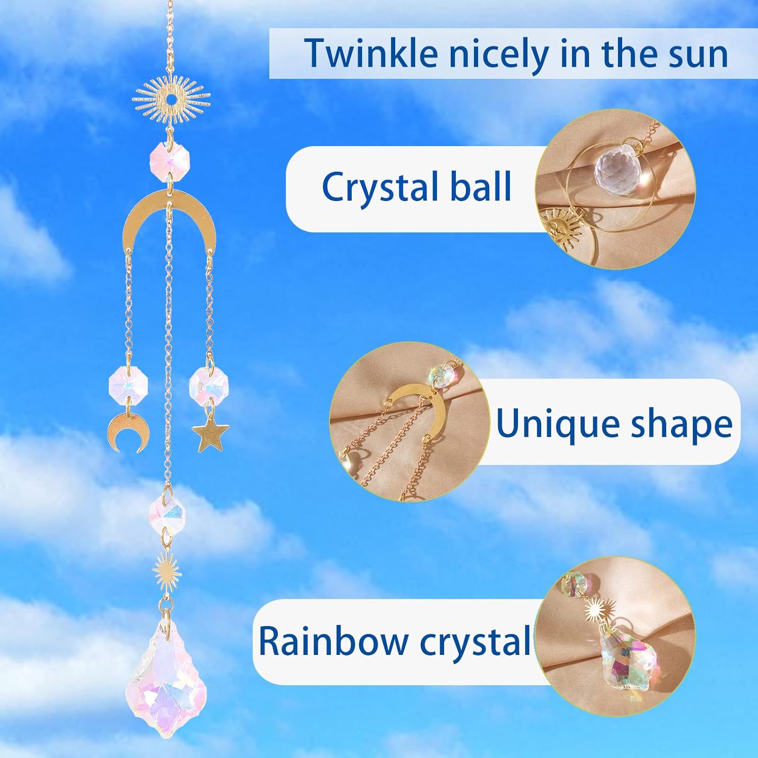 Buy now 6Pieces Colorful Crystals Suncatcher Hanging for Window Crystal Ball Prism Rainbow Maker Pendants for Garden Christmas Tree Wedding Party Patio Backyard Car Home Indoor Outdoor Decoration at indiglob india