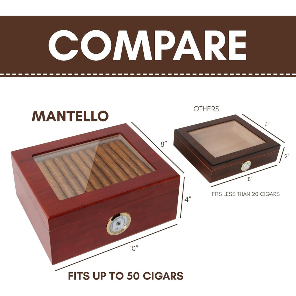 Buy now Premium Cigar Humidor for 25-50 Cigars - Elegant Humidor humidor with Hygrometer and Humidifier - Cedar Lined Cigar Box for Optimal Humidity Control (Analog) at indiglob india